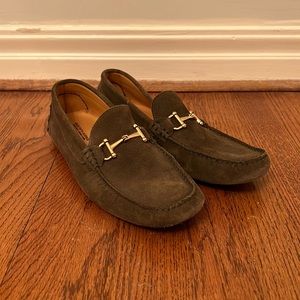 Saks Fifth Avenue Men's Nubuck Suede Bit Driving Loafers - Green - Size 11